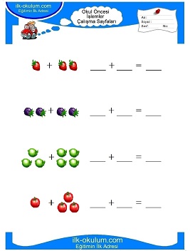 Çocuklar İçin toplam işlemi yaprak testleri 